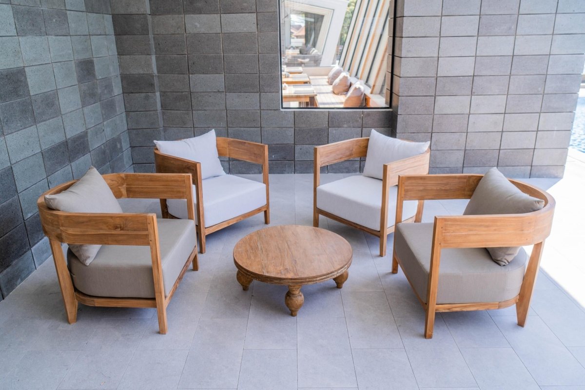 Lura Teakholz-Sessel mit sonnenfesten Kissen