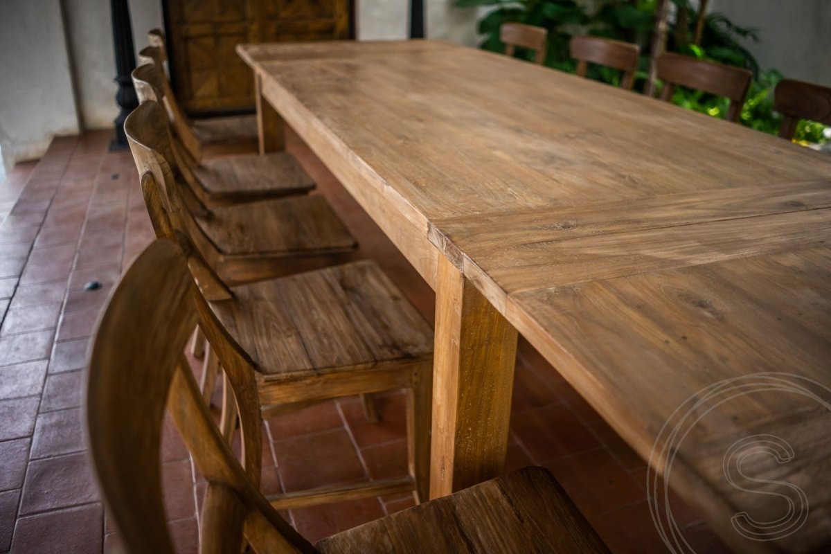 Ausziehtisch Teakholz Set 160 + 10 Stühle