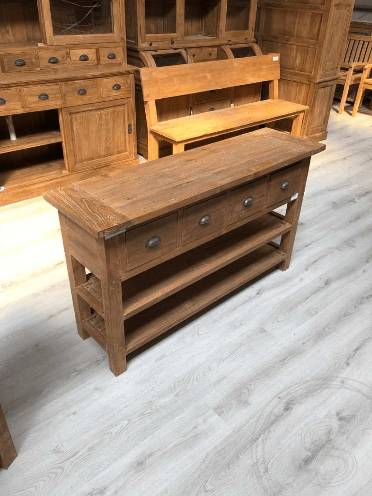 Teak Wandtisch Rustikal 140