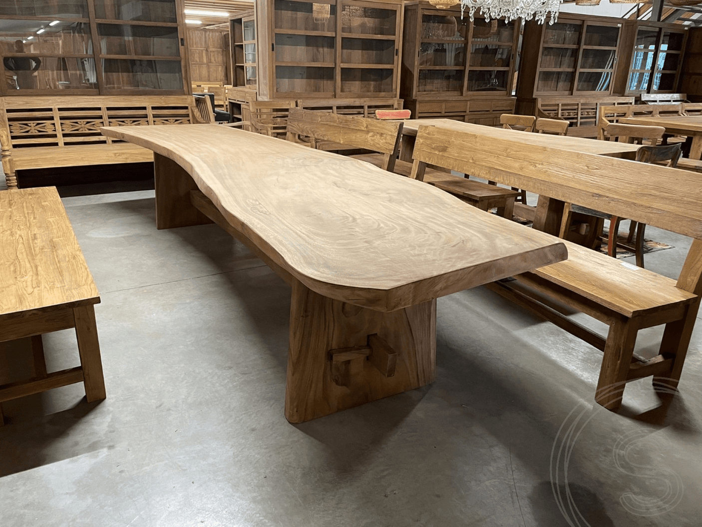 Teak Baumstammtisch Suar 4 Meter