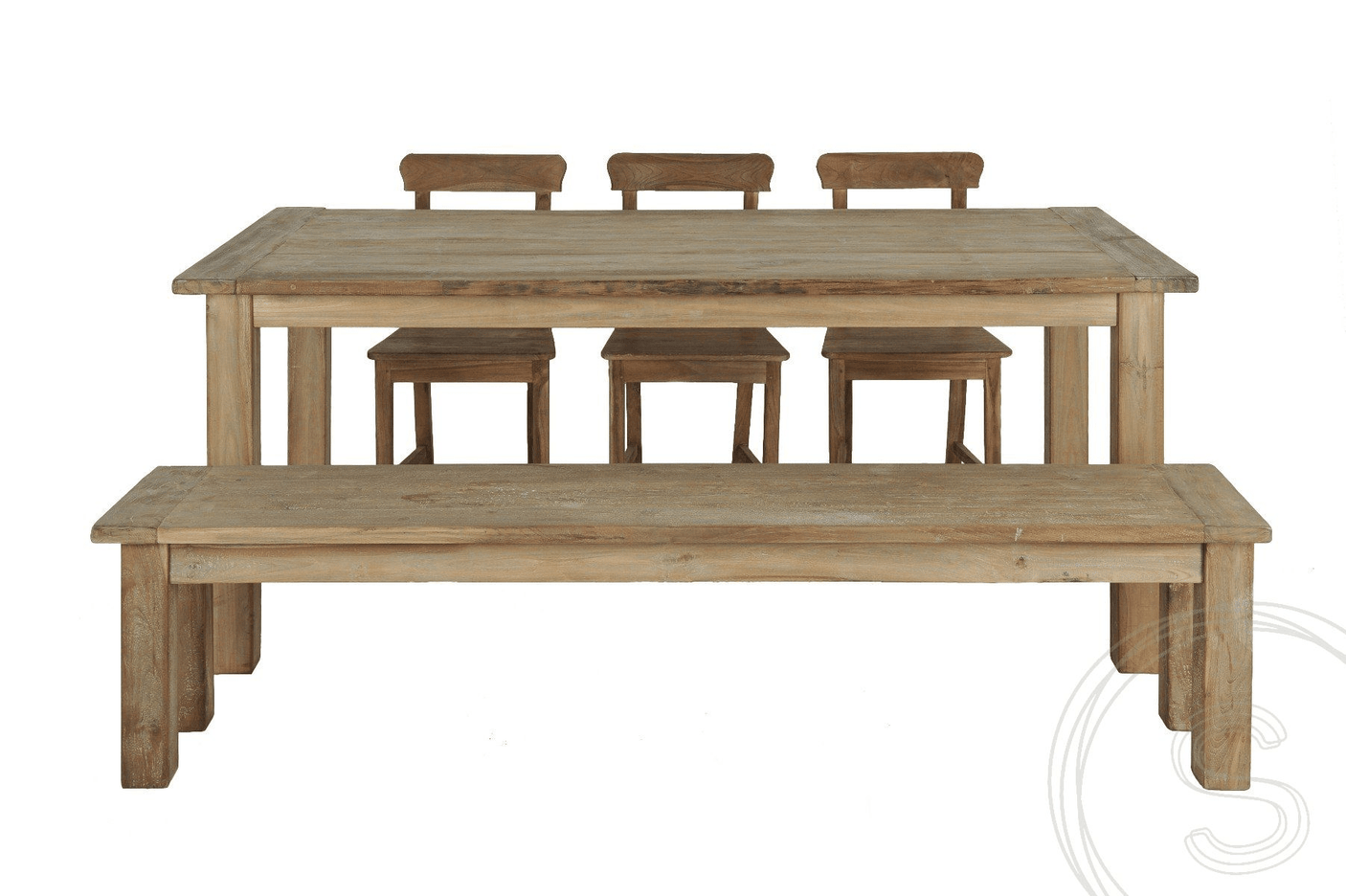 Teak bank 220cm oud hout - Souren Meubels