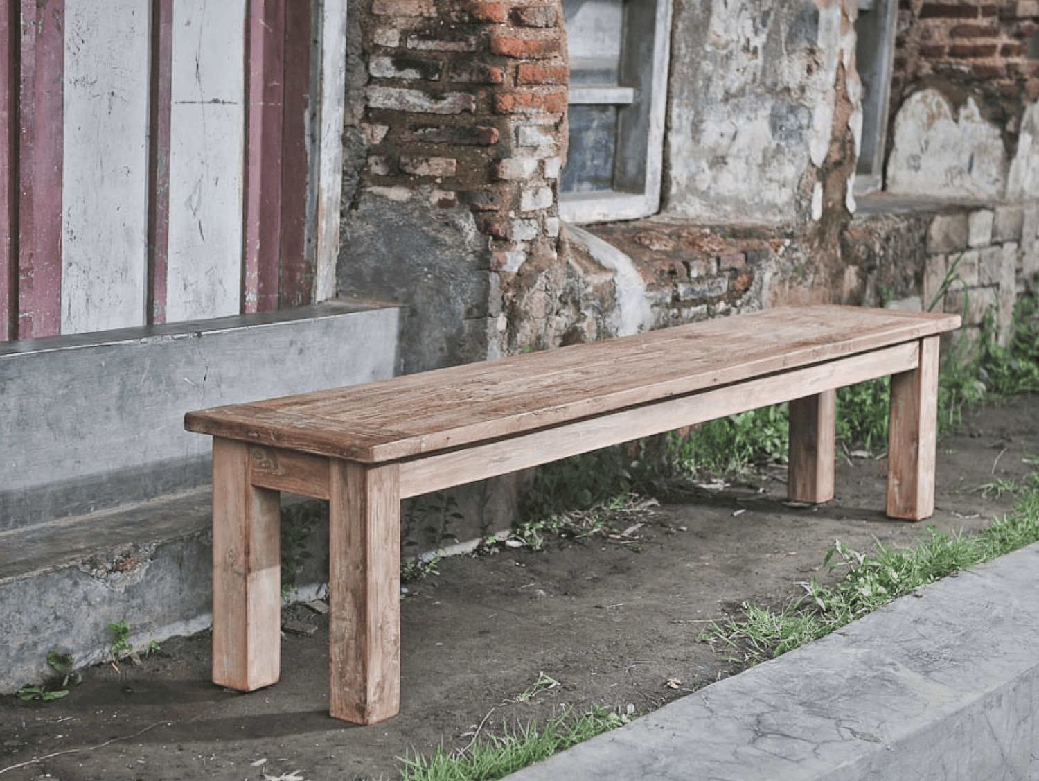 Teak bank 160cm oud hout - Souren Meubels