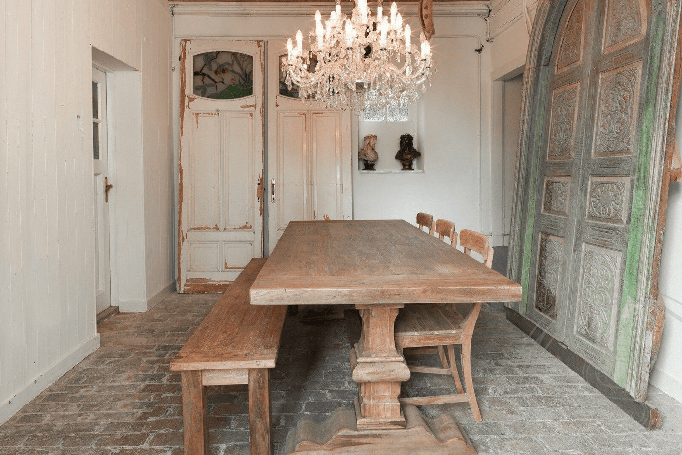 Teak bank 140cm oud hout - Souren Meubels