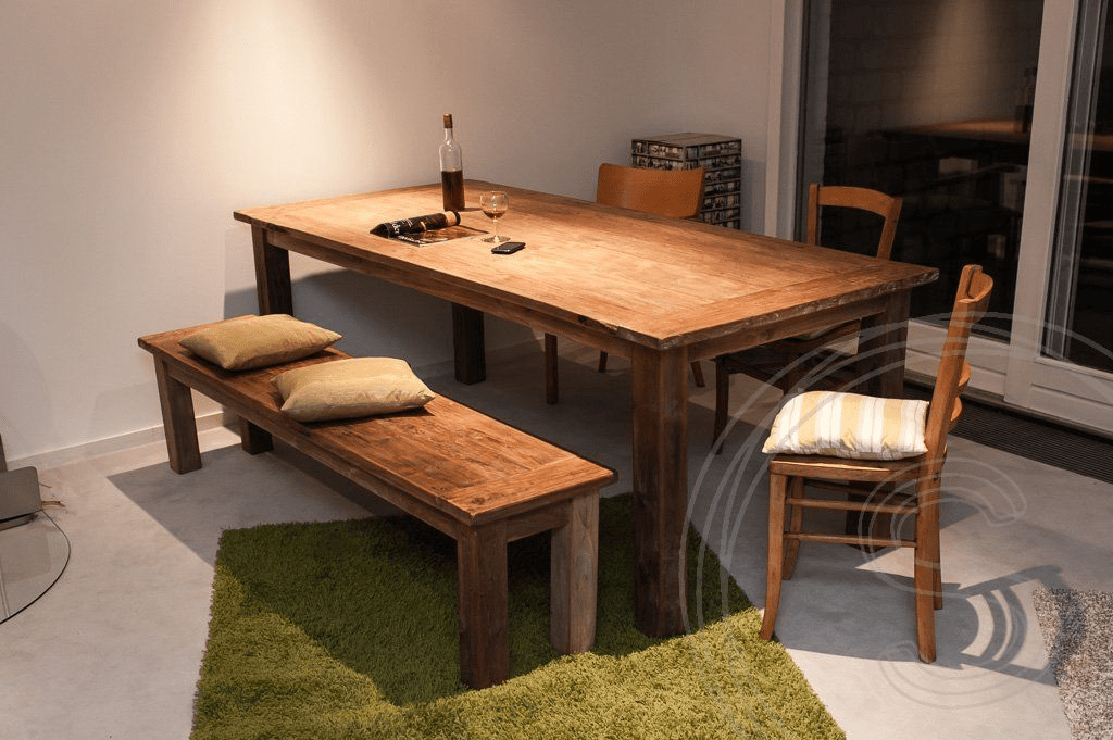 Teak bank 140cm oud hout - Souren Meubels