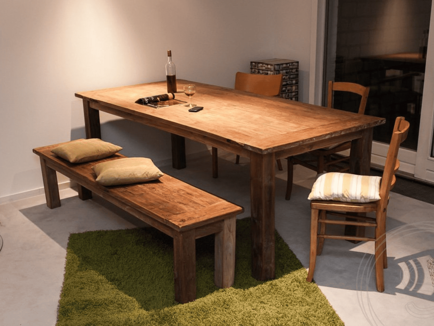 Teak bank 120cm oud hout - Souren Meubels