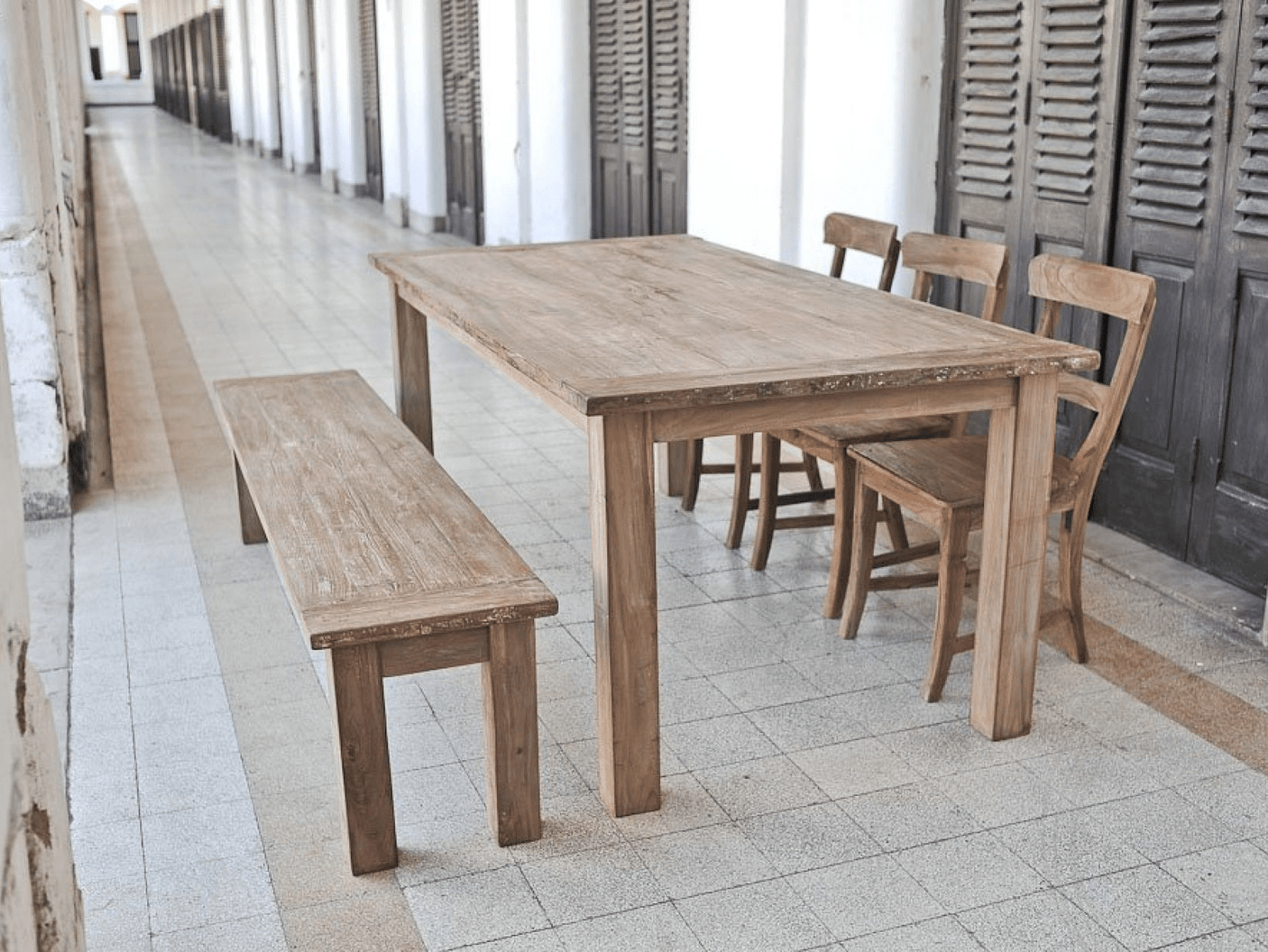 Teak bank 180cm oud hout - Souren Meubels