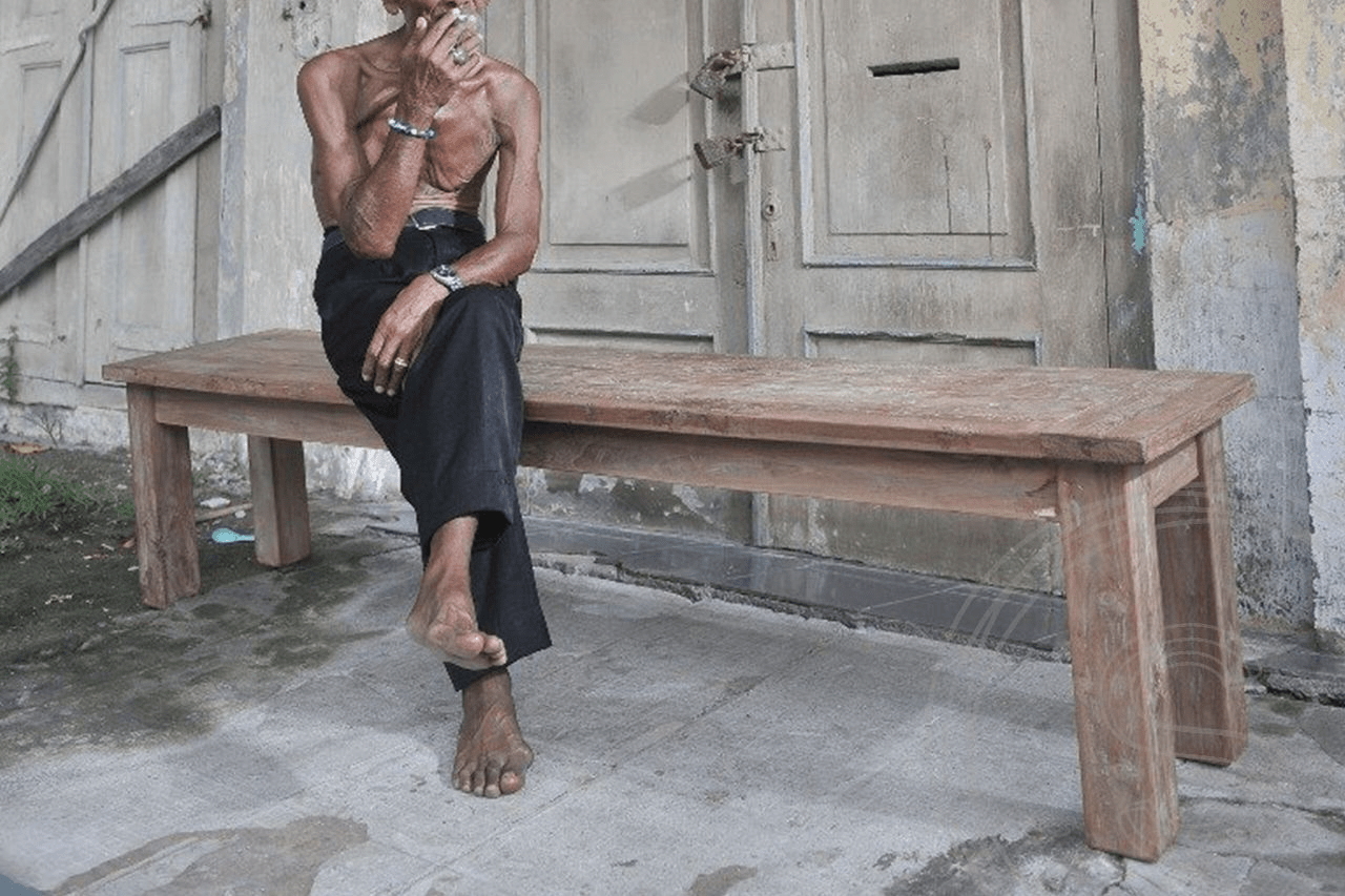 Teak bank 220cm oud hout - Souren Meubels