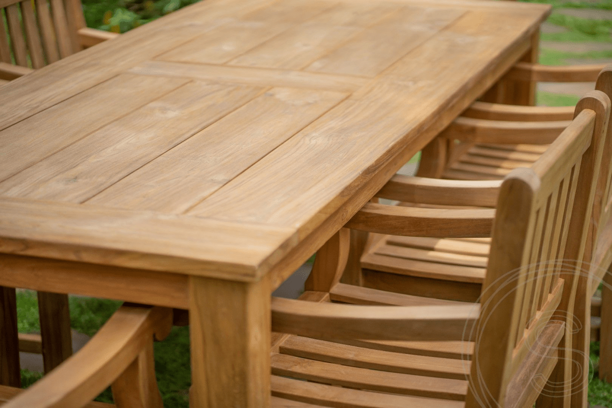 Teak Gartentisch 260 x 100 + 8 Gartenstühle Elephant
