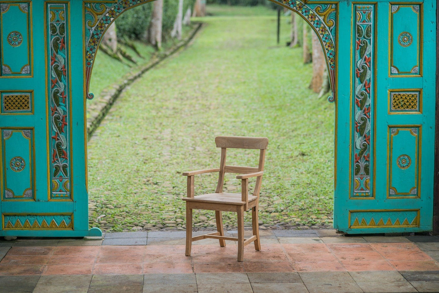 Teak stoel Mariotto met armleuning - Souren Meubels