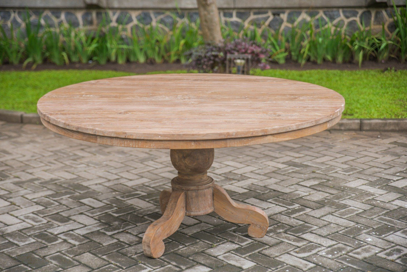 Teak Tisch rund 160cm Rustikal