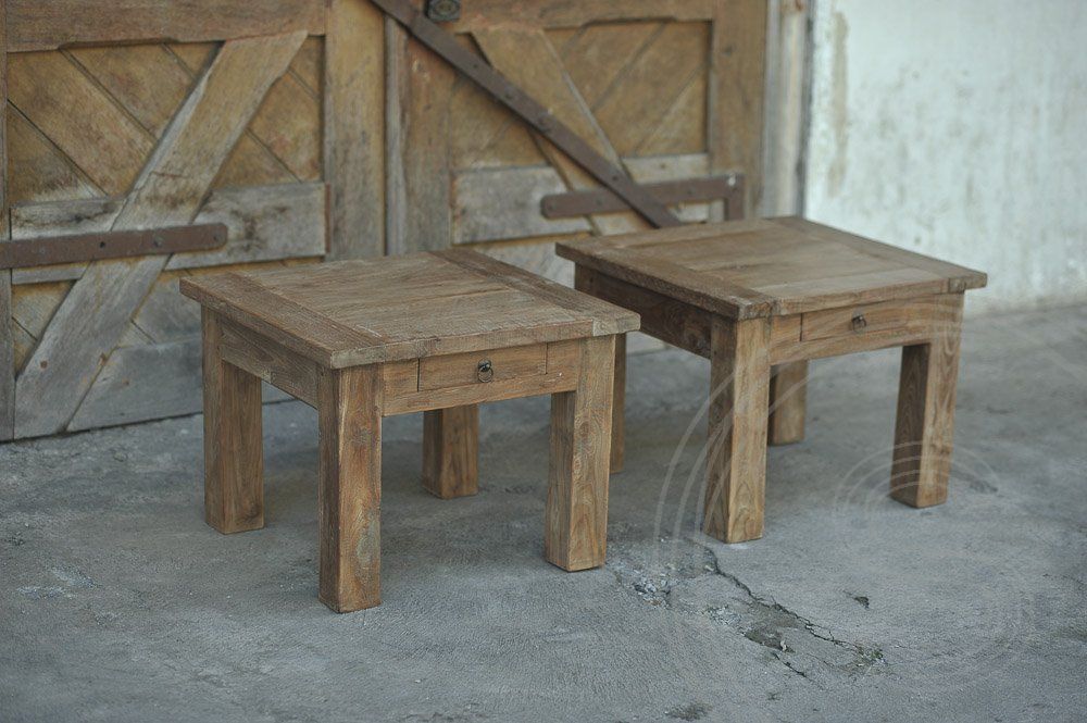 Teak Beistelltisch 60x60cm Rustikal
