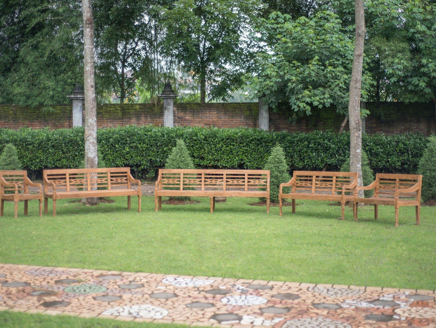 Teak Bahnhofsbank 3 Sitzer