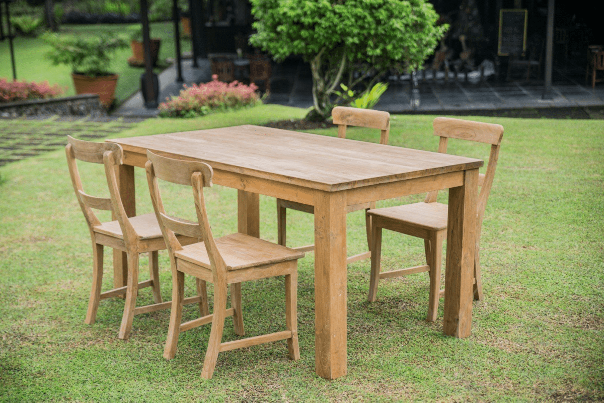 Teak Tisch 160x90 + 4 Stühle