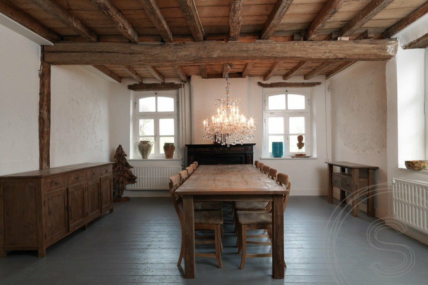 Teak tafel 350 x 120 oud hout - Souren Meubels