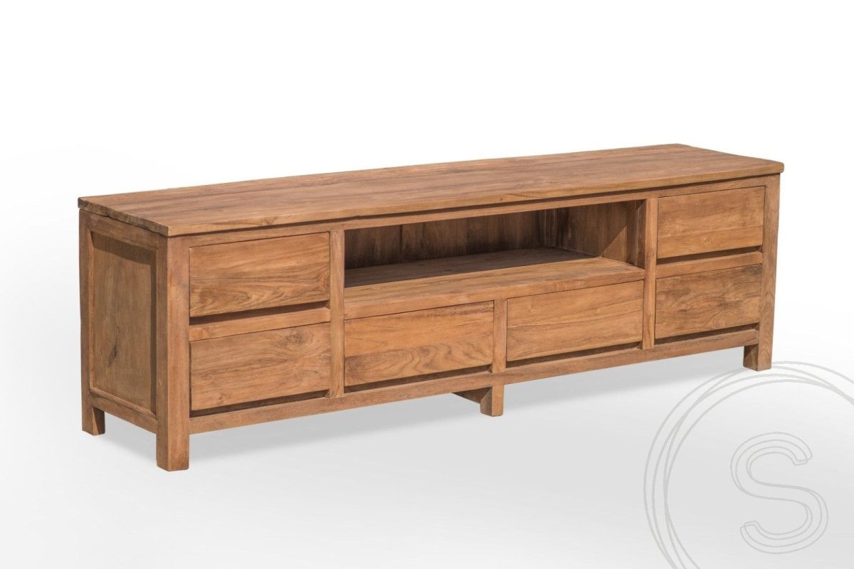 Teak TV-Anrichte Rustikal 6 Schubladen