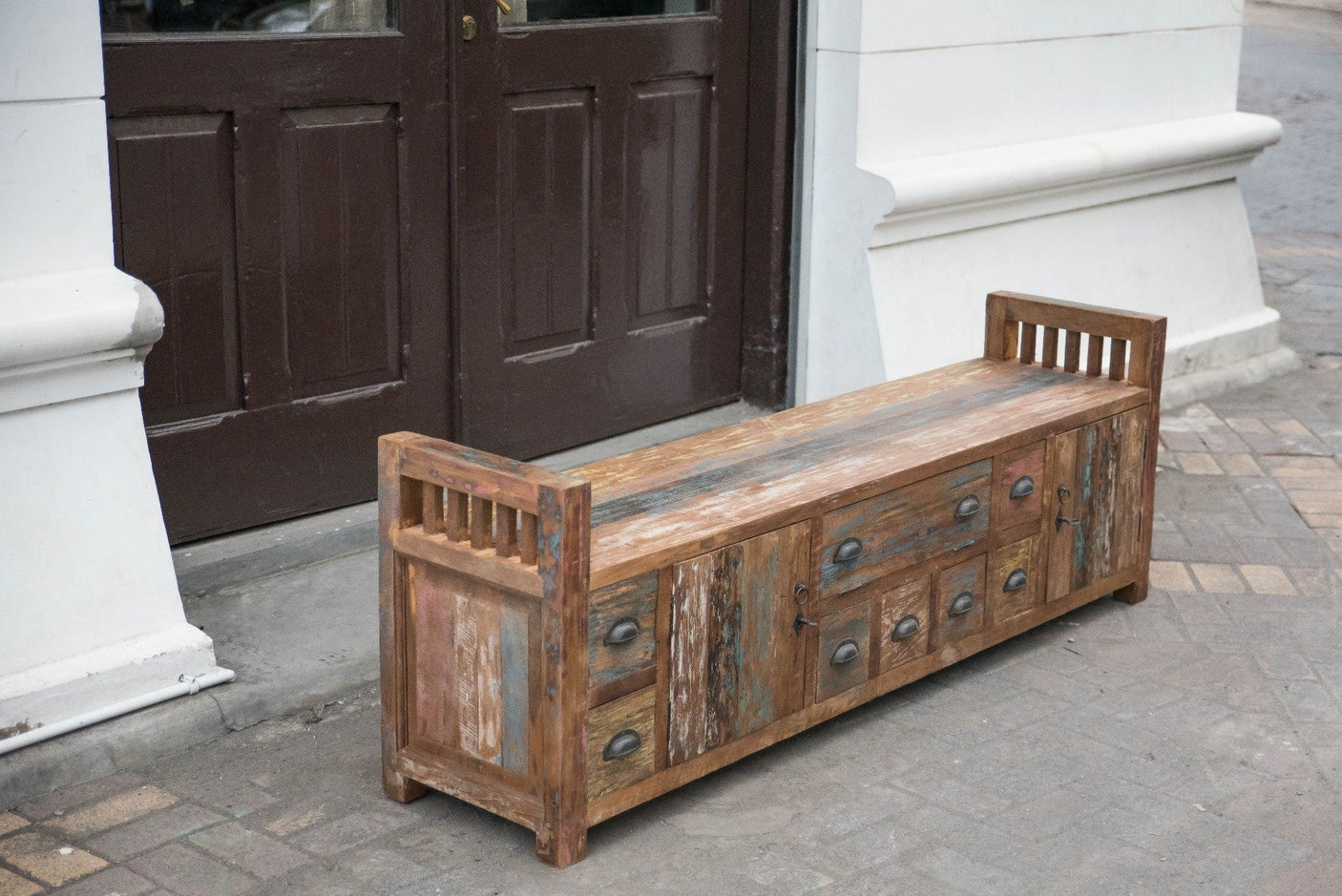 Teak tv - meubel bangku Riet - Souren Meubels