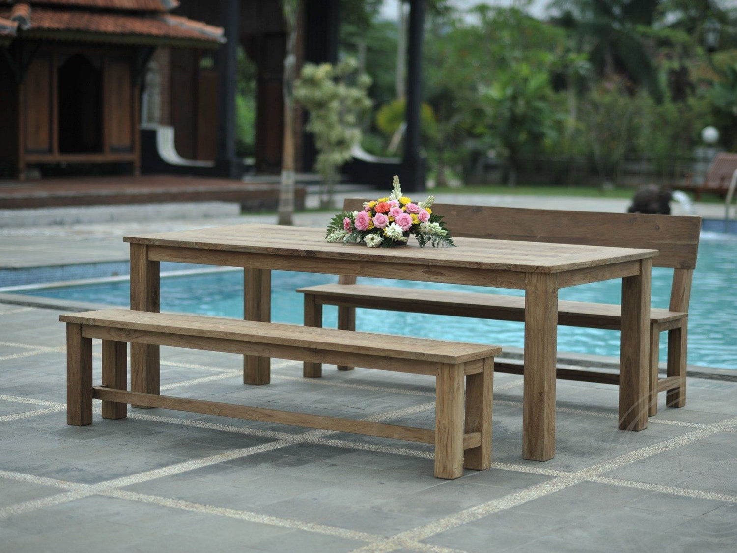 Teakholz Bank 180cm Sandaran