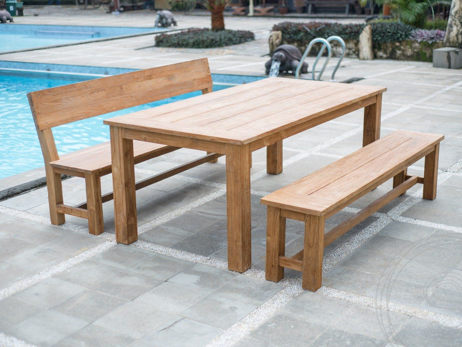 Teakholz Bank 180cm Sandaran