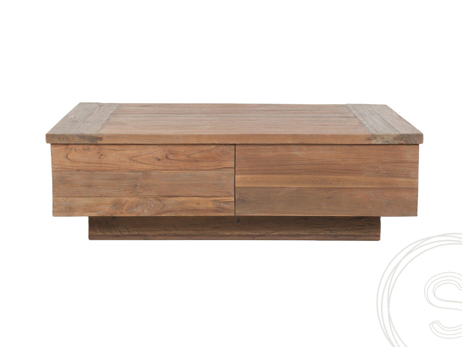 Teak Couchtisch Block 80x80 Rustikal