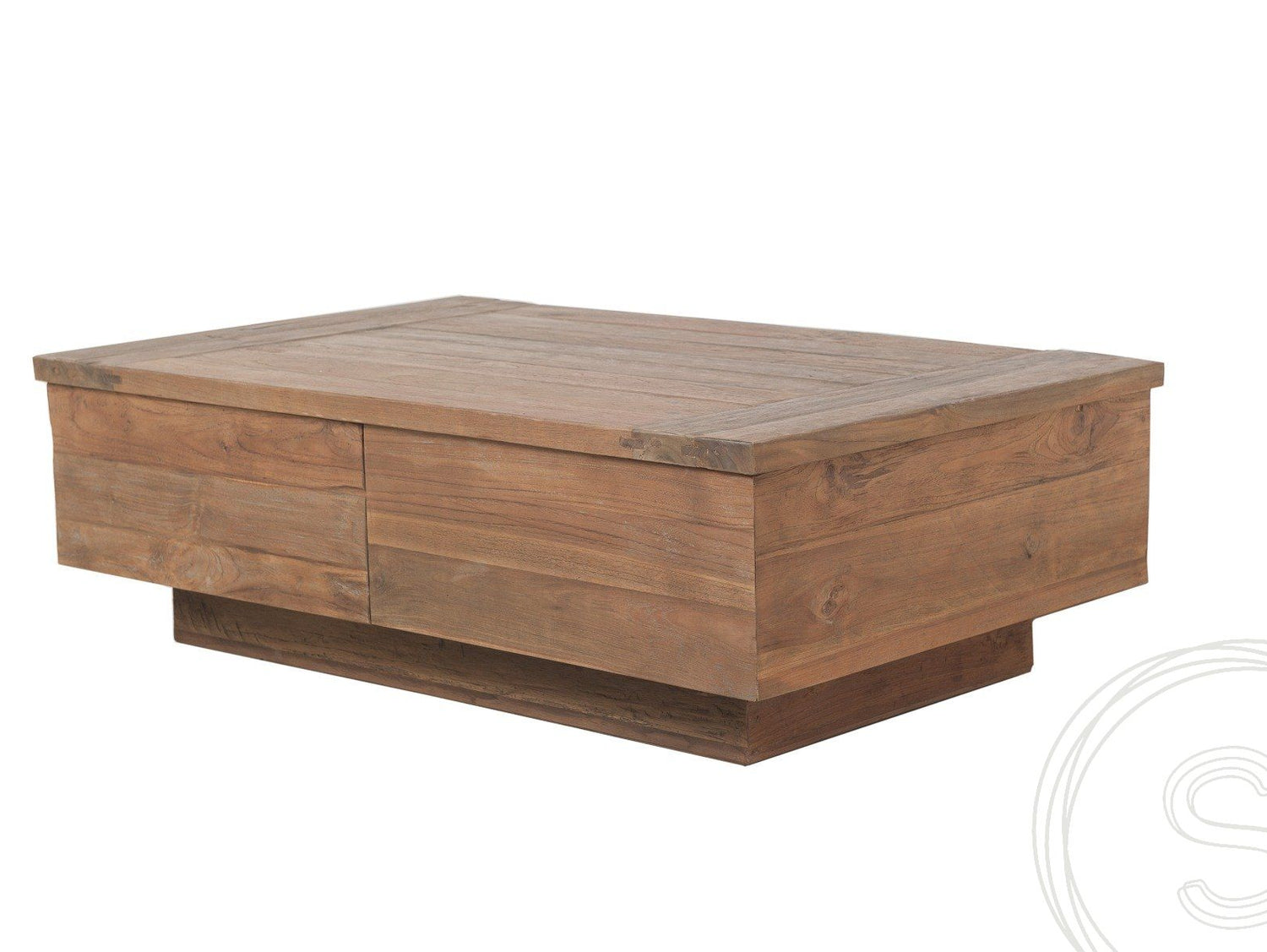 Teak Couchtisch Block 80x80 Rustikal