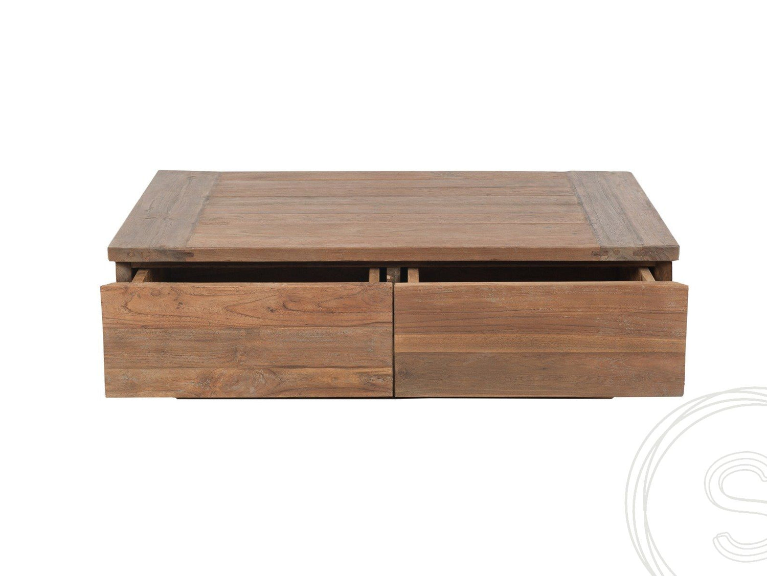 Teak Couchtisch Block 80x80 Rustikal
