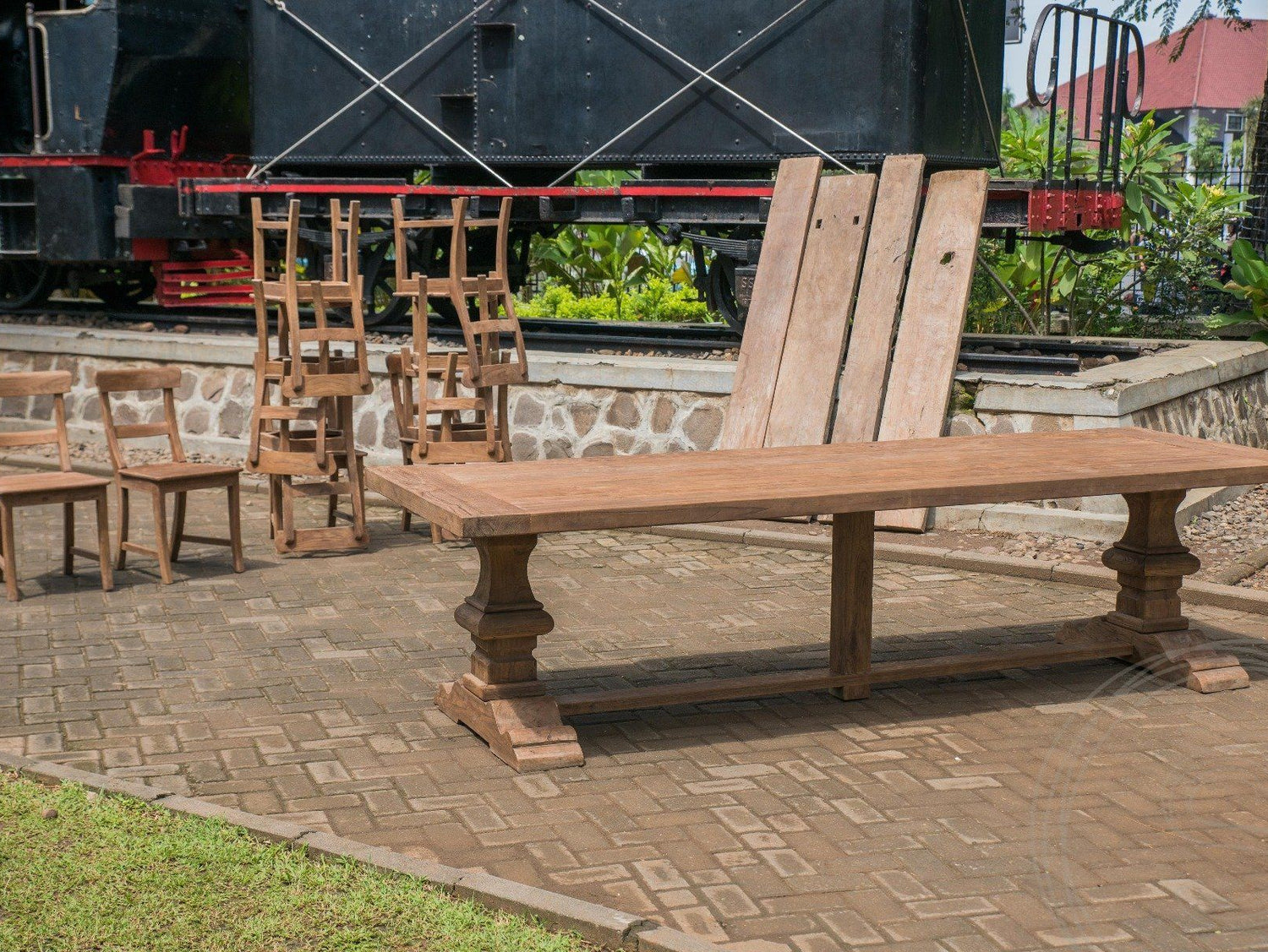 Teak kloostertafel 300x100 - Souren Meubels
