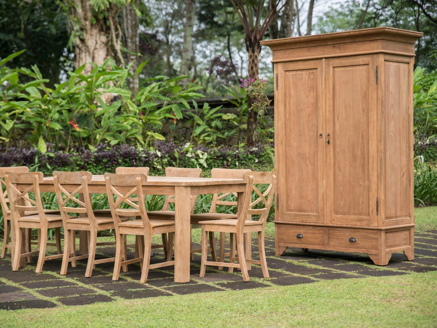 Teak stoel Mariotto met kruis - Souren Meubels