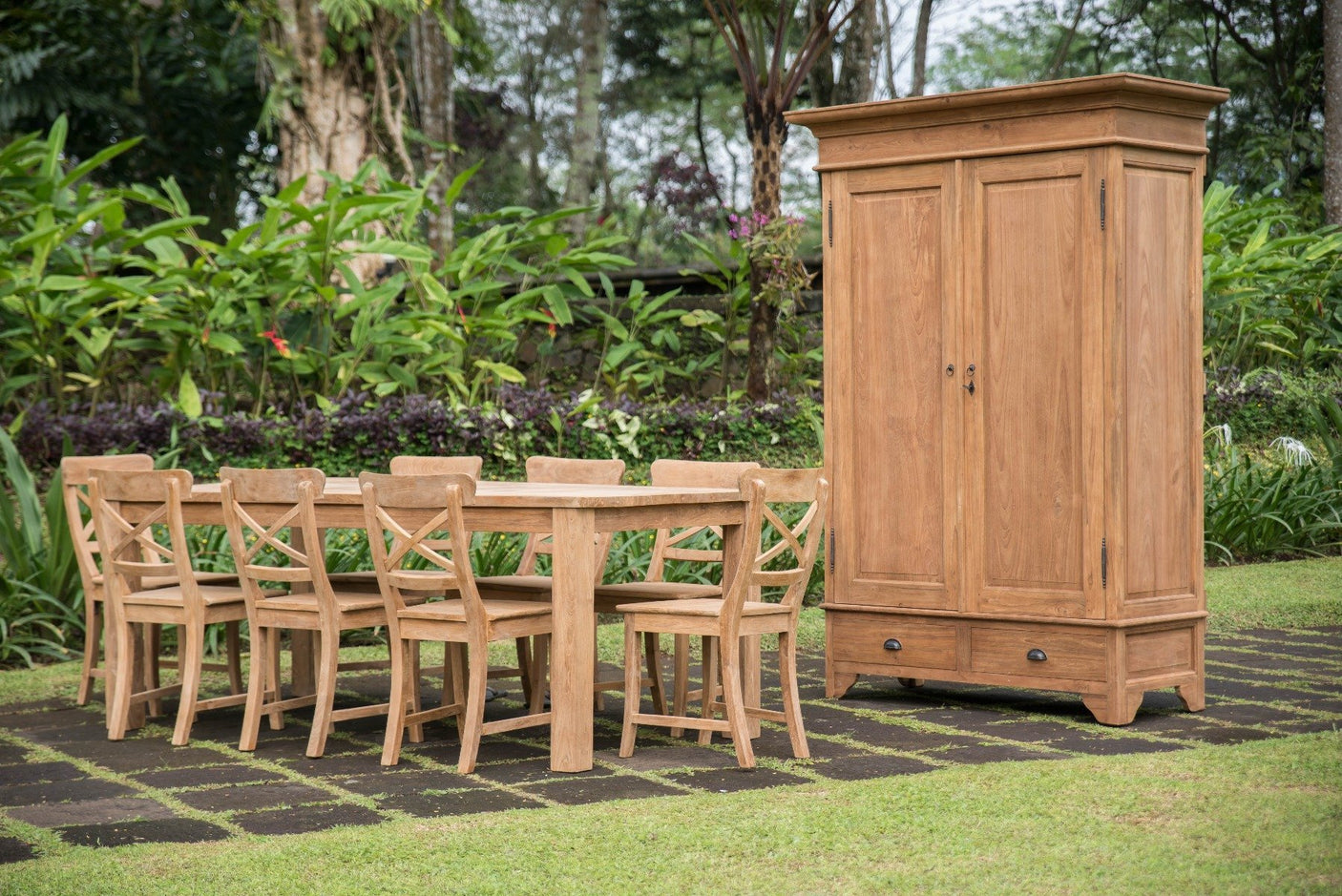 Teak stoel Mariotto met kruis - Souren Meubels