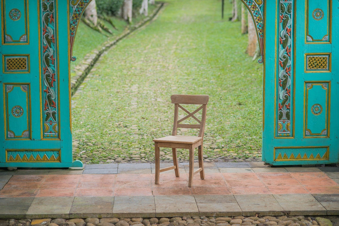 Teak stoel Mariotto met kruis - Souren Meubels