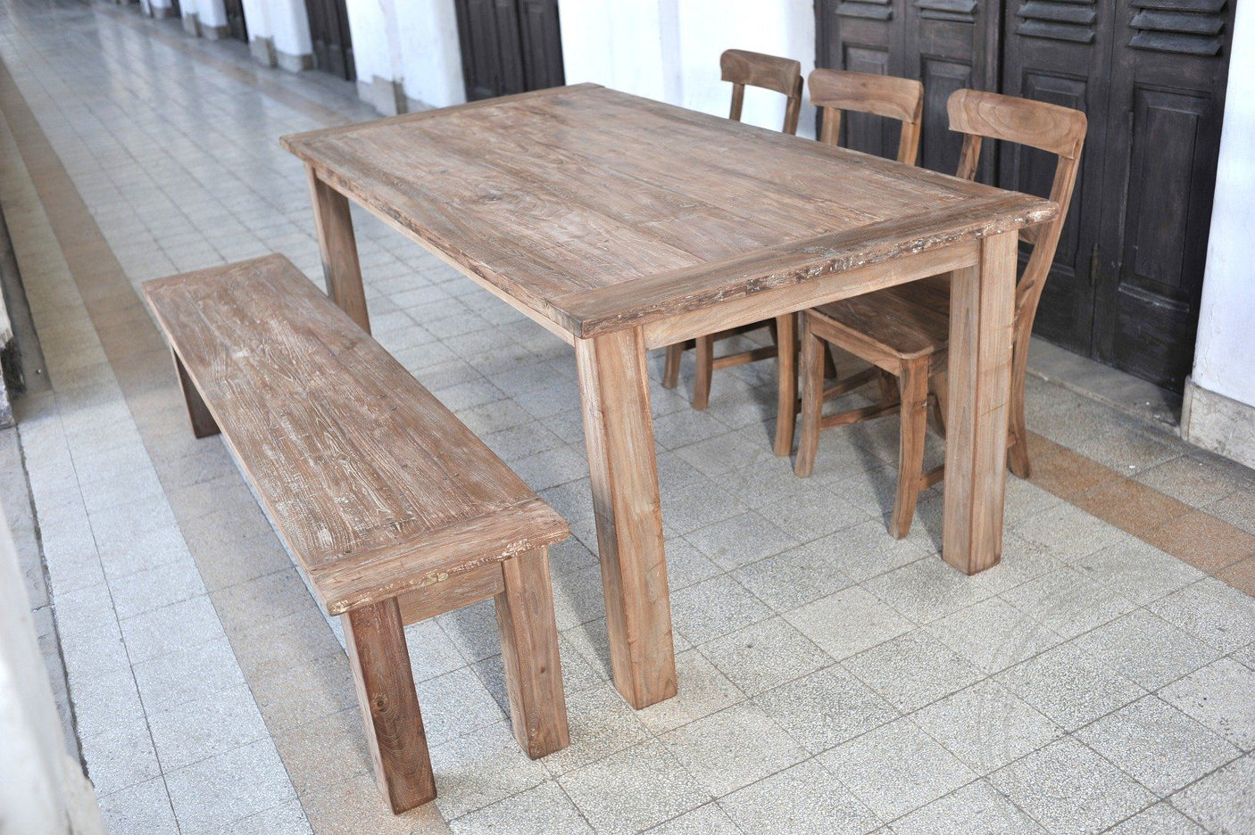 Teak tafel 200 x 90 oud hout - Souren Meubels