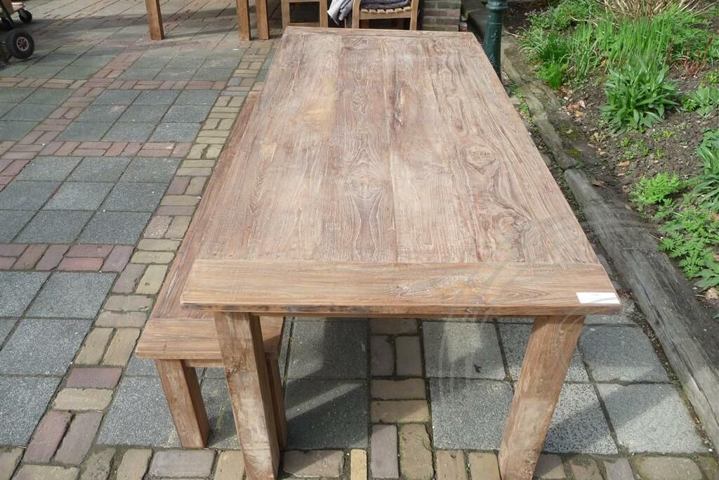 Teak tafel 220 x 100 oud hout - Souren Meubels