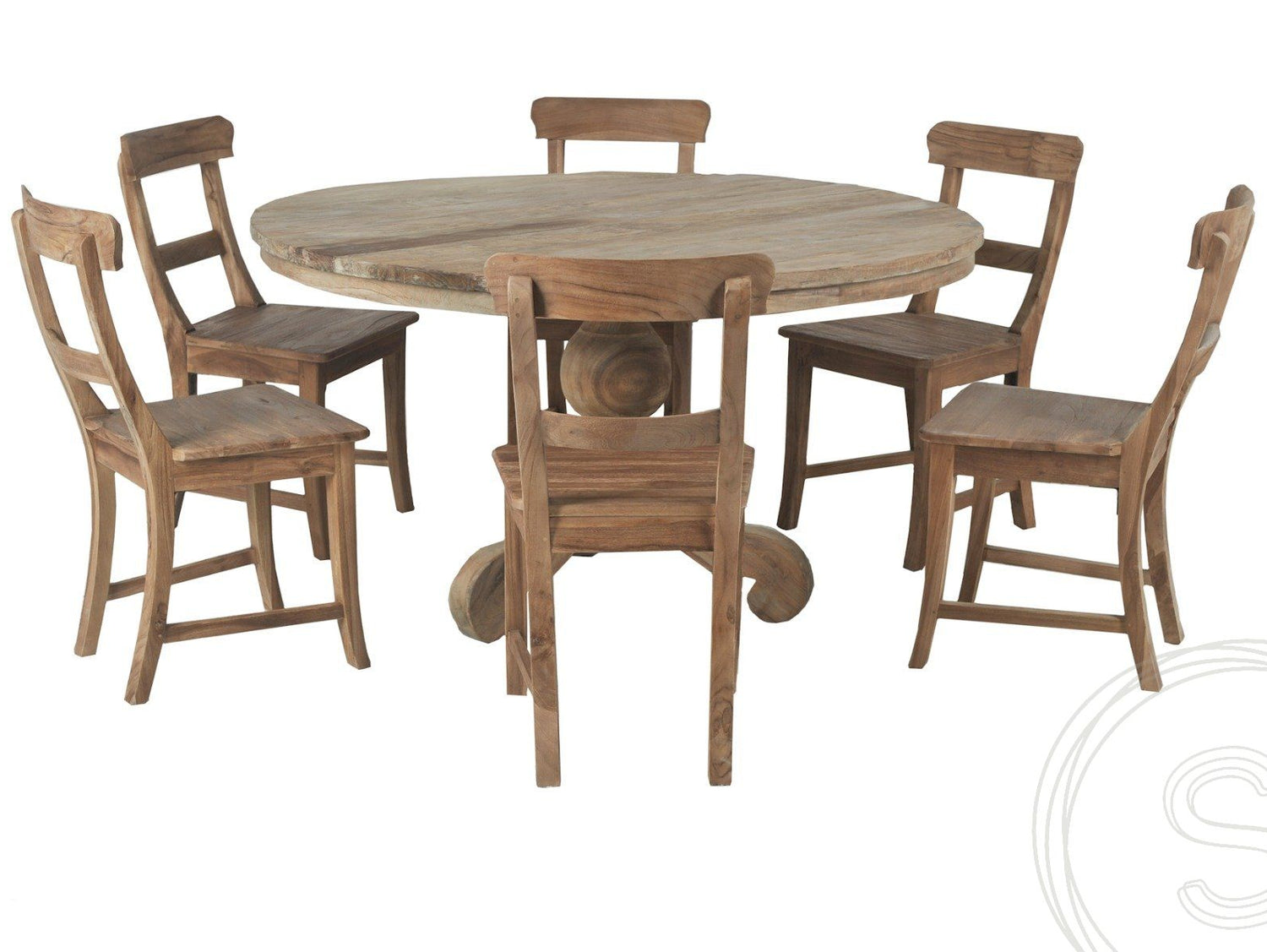 Teak Tisch rund 140cm Rustikal