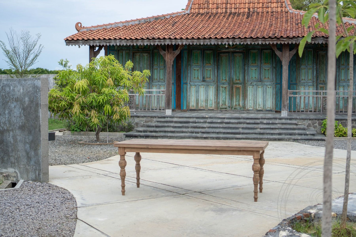 Teak Tisch Anteak 220x90cm gedrechselte Beine