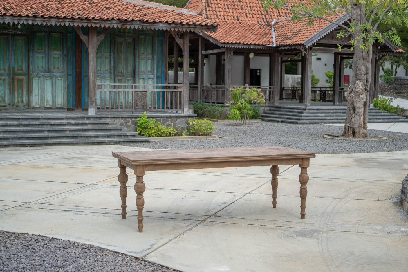 Teak Tisch Anteak 220x90cm gedrechselte Beine