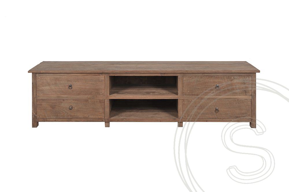 Teak tv - meubel oud hout 200cm - Souren Meubels