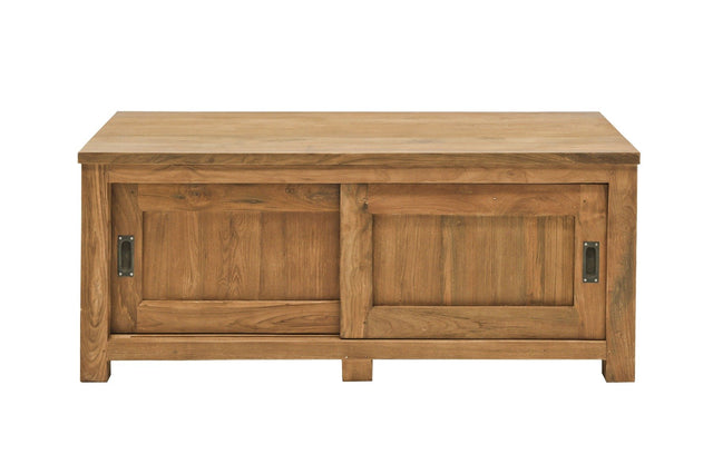 Teak tv - meubel schuifdeuren 100 x 50 x 50 - Souren Meubels