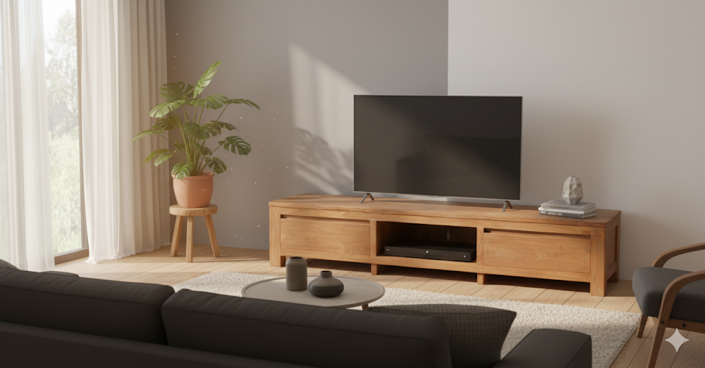 Teak TV-Board 200cm Rustikal