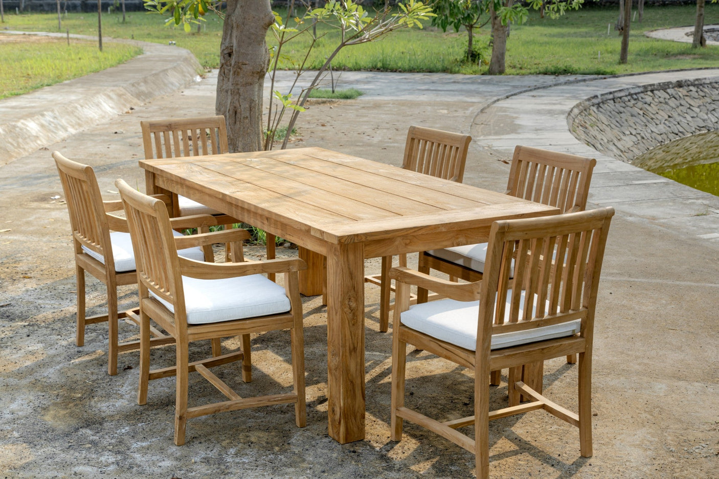 Teak Gartensessel Mallorca – Massiver Teakstuhl mit Premium-Kissen