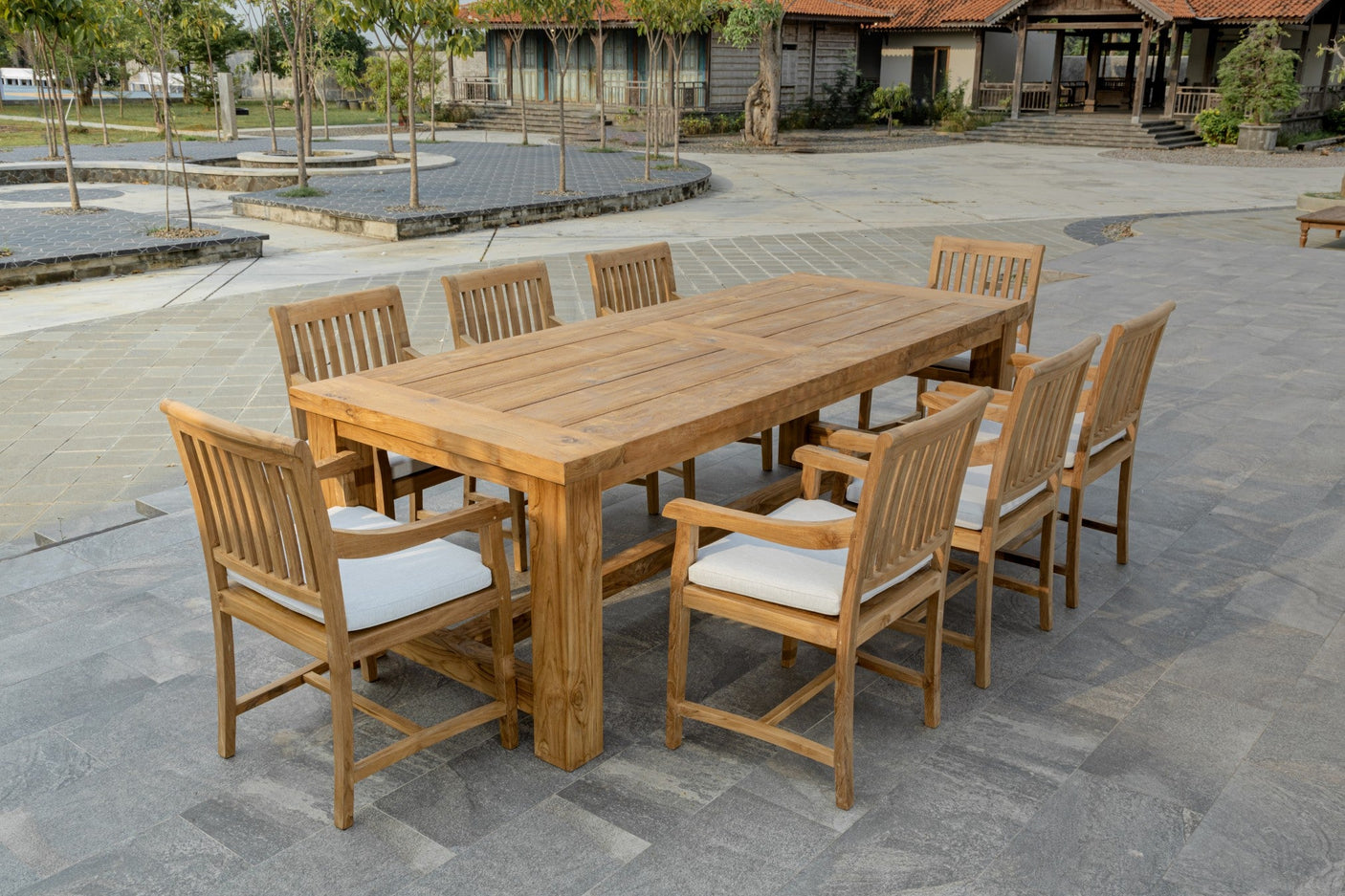 Teak Gartensessel Mallorca – Massiver Teakstuhl mit Premium-Kissen