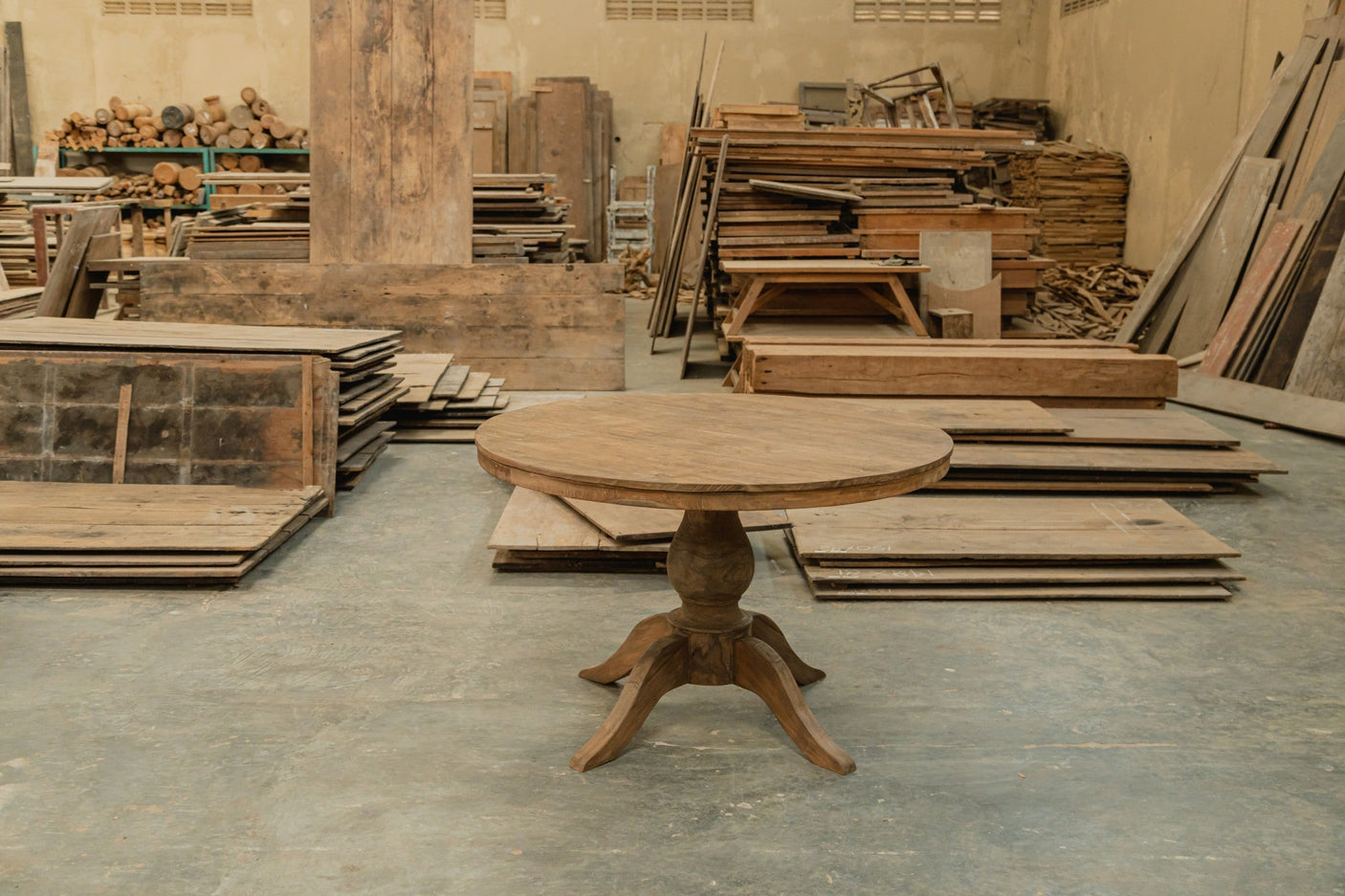 Runder Teak Esstisch Anteak – Aus originalen alten Teakplanken