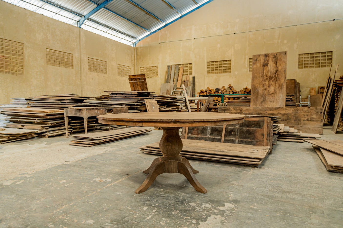 Runder Teak Esstisch Anteak – Aus originalen alten Teakplanken