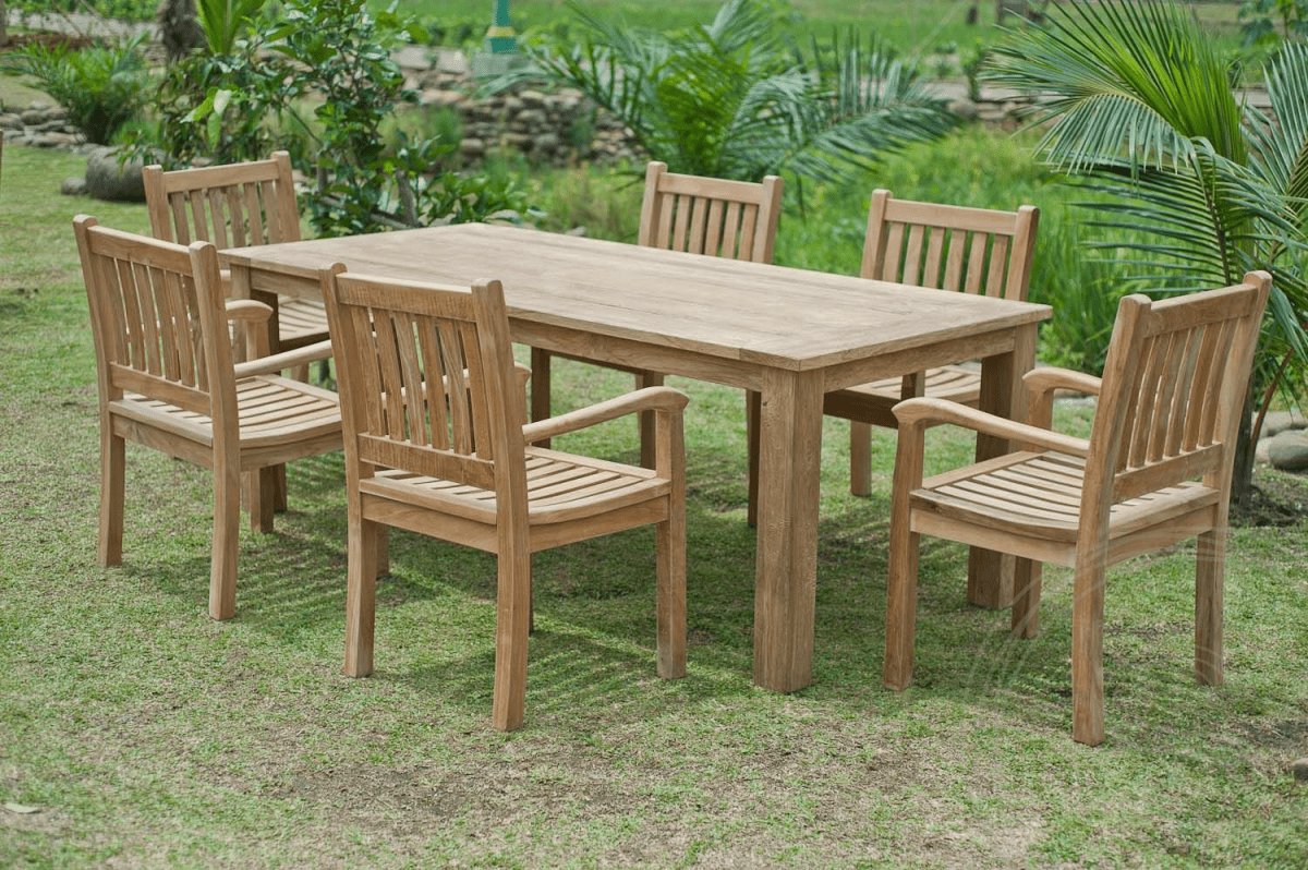 Teak Gartentisch 220x100cm + 6 Beaufort Stühle