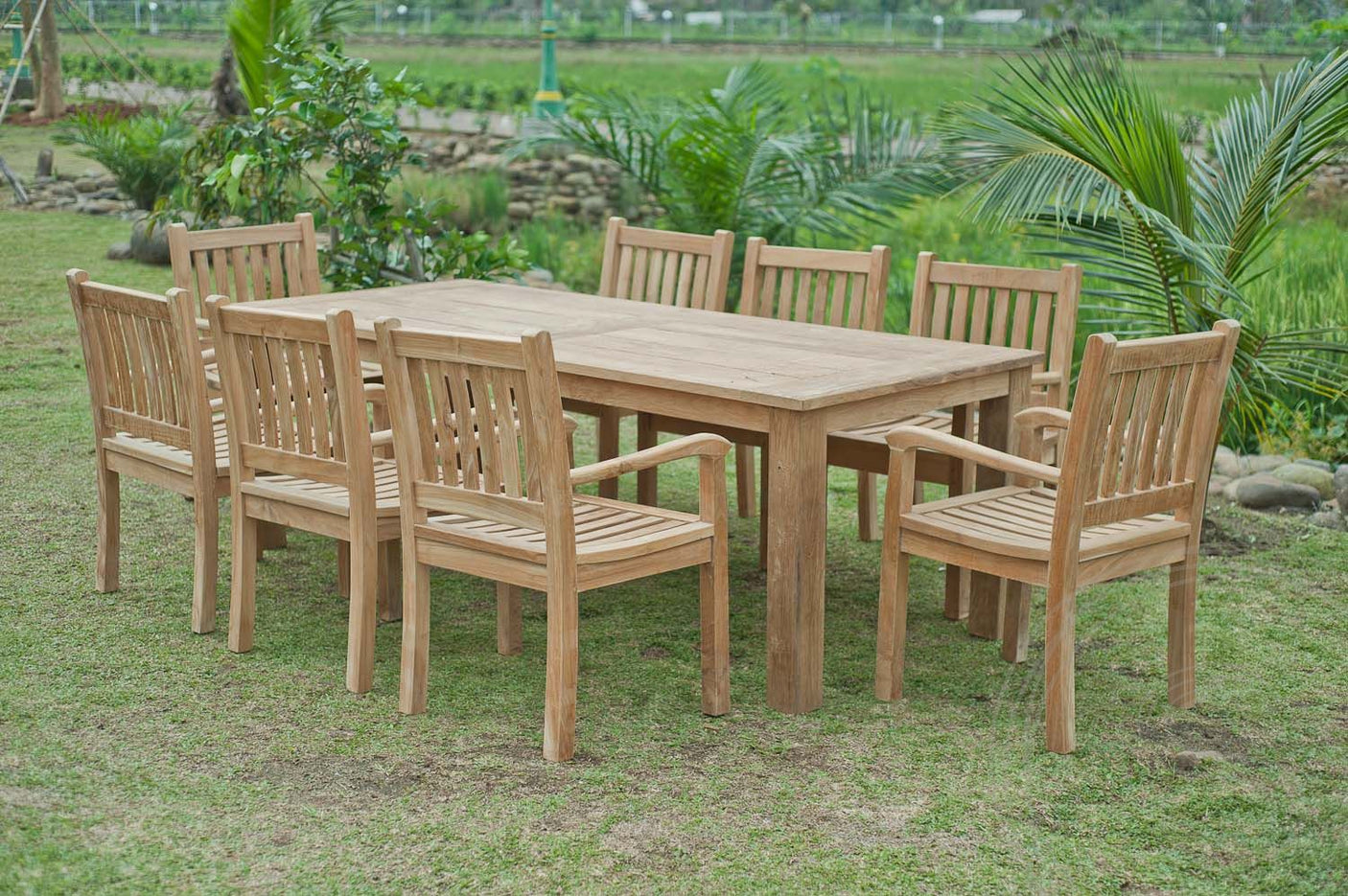 Teak Gartentisch 240x100cm + 8 Beaufort Stühle