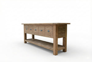 Rustikales Teak Sideboard mit Schubladen – Recyceltes Massivholz 200 / 250 cm