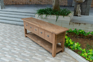 Rustikales Teak Sideboard mit Schubladen – Recyceltes Massivholz 200 / 250 cm