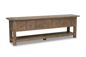 Rustikales Teak Sideboard mit Schubladen – Recyceltes Massivholz 200 / 250 cm