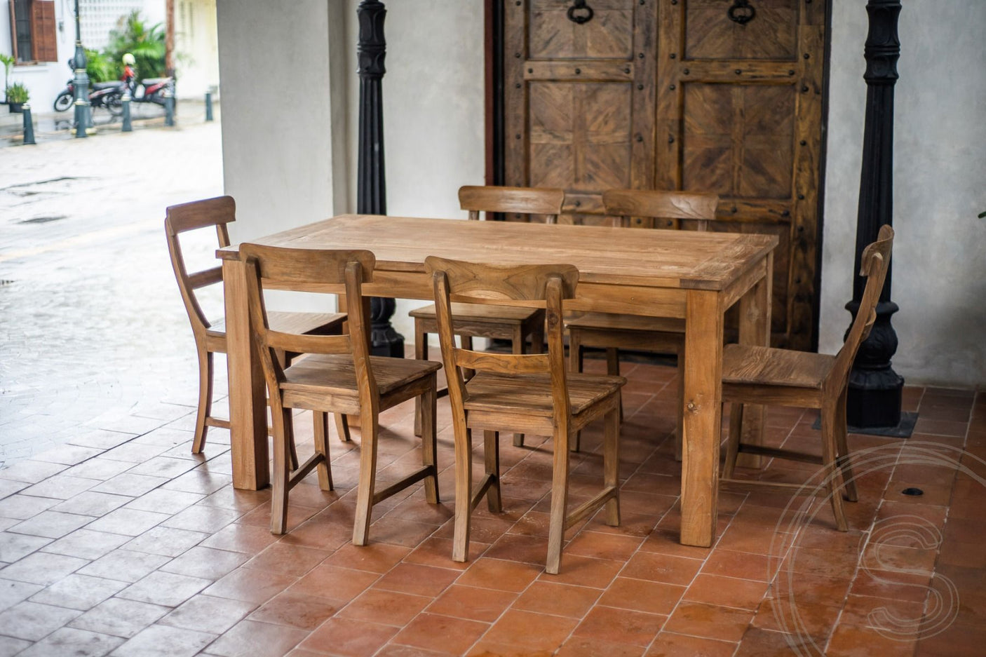 Ausziehtisch Teakholz Set 160 + 10 Stühle
