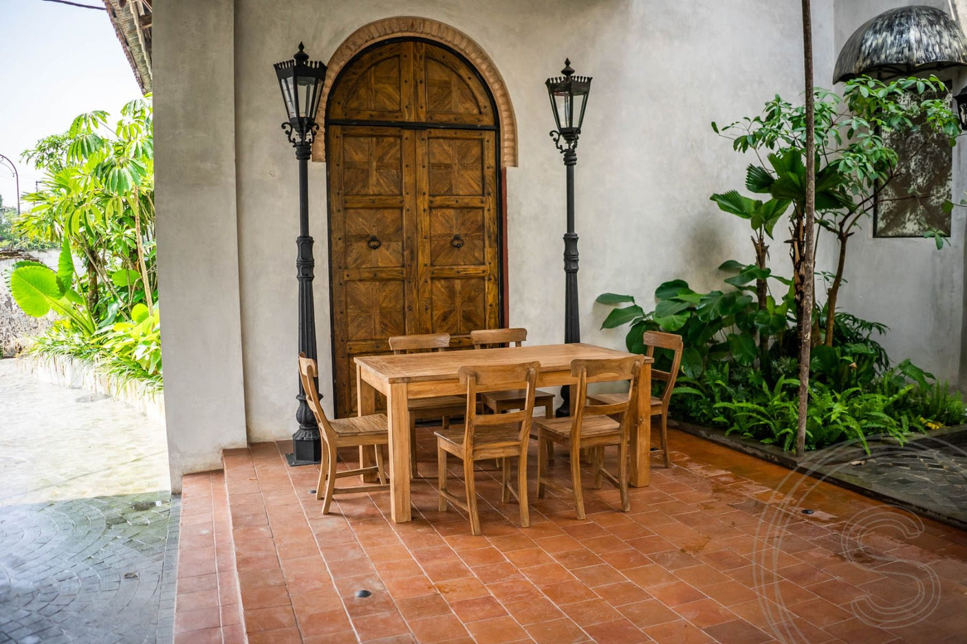 Ausziehtisch Teakholz Set 160 + 10 Stühle