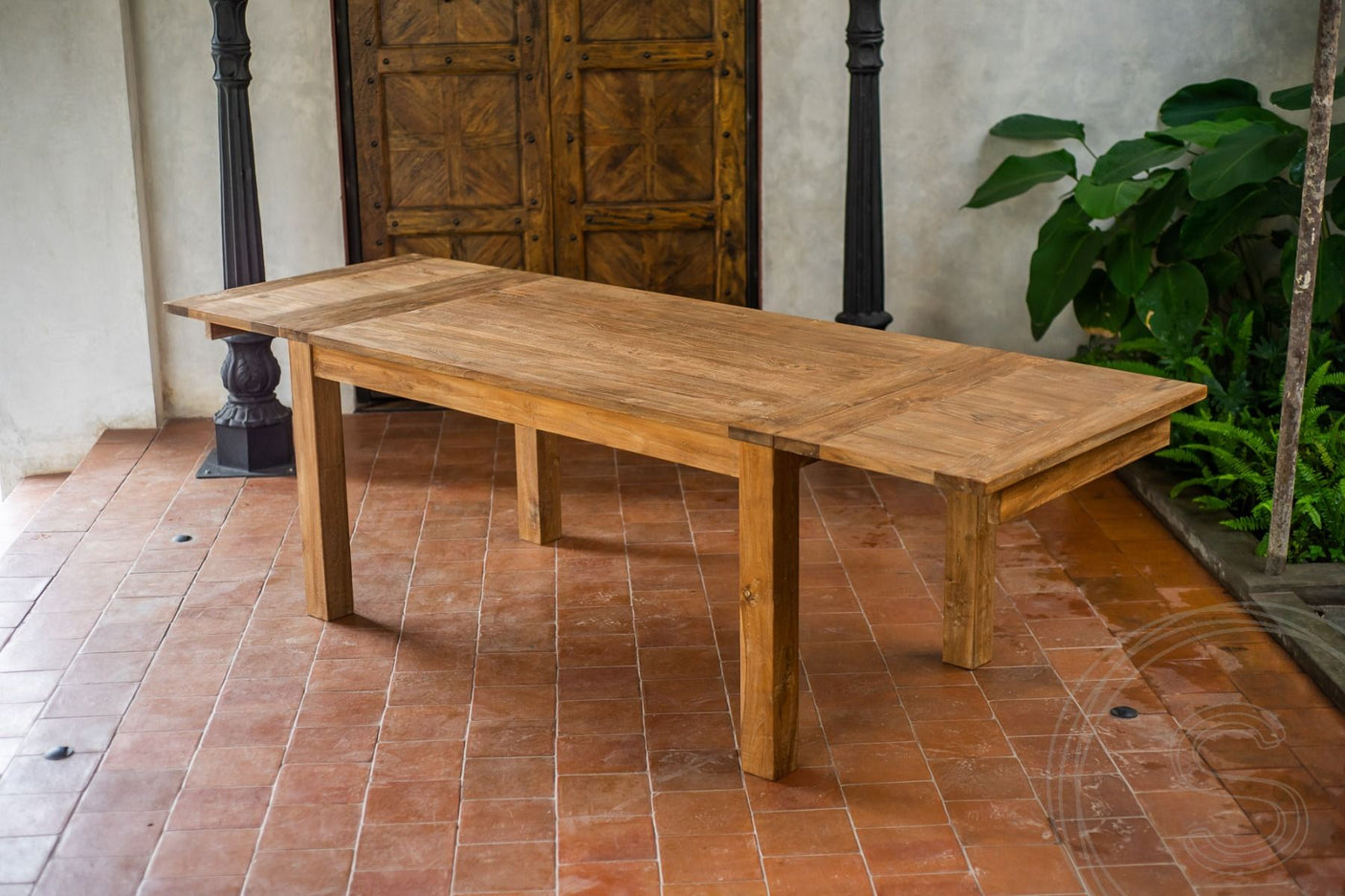 Ausziehtisch Teakholz Set 160 + 10 Stühle