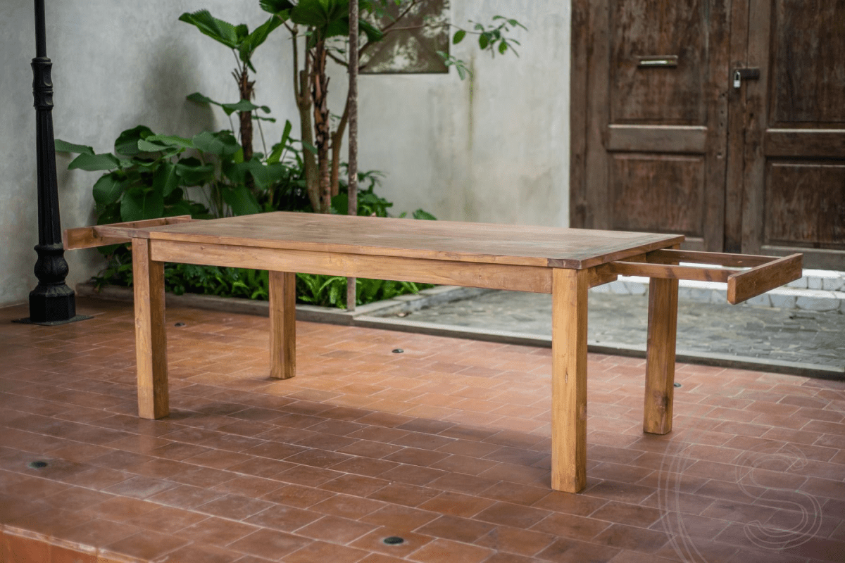Ausziehtisch Teakholz Set 200 + 12 Stühle